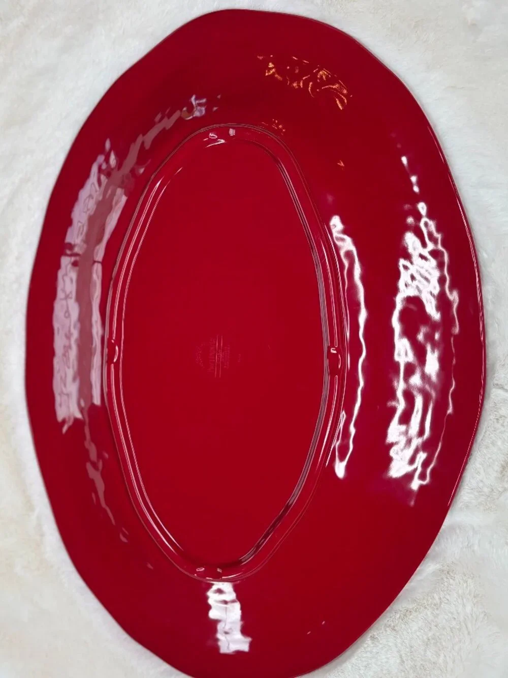 Pier 1 Imports Carmelo Melamine Crackle Glaze Distressed Oval Serving Platter-NW